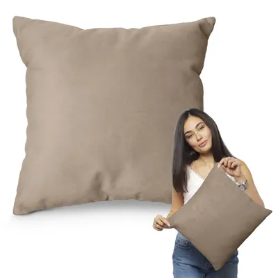 Produktbild von Muralo DEKORATIVES KISSEN 50 cm x 50 cm Zierkissen für Sofa Dekokissen für Bett Beige