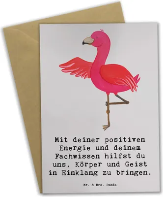 Produktbild von Mr. & Mrs. Panda Grußkarte Yoga Trainerin Harmonie - Grau Pastell - Geschenk, Atmosphäre des Wohlbefindens, Stressabbau, osterkarten, weihnachtskarten, dankeskarten