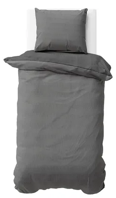 Produktbild von Seersucker Bettwäsche 155x220 cm Grau Anthrazit Wende Doubleface Mikrofaser Bettbezug 2 teilig