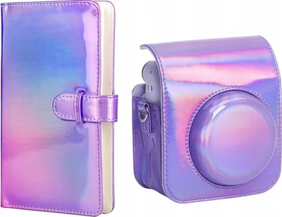 Productafbeelding van Beschermhoes/etui voor de Fujifilm Instax Mini 12 + Fotoalbum voor 96 foto's / Paars
