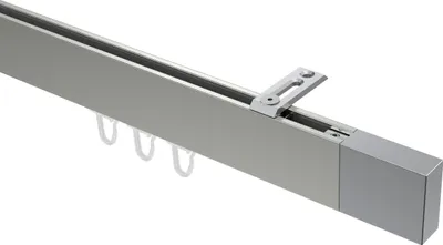 Produktbild von Interdeco Innenlaufstange / Gardinenstange mit Innenlauf Edelstahl-Optik / Chrom, Typ Smartline Lox (Quader) Deckenmontage, 14x35 mm 1-läufig, 120 cm