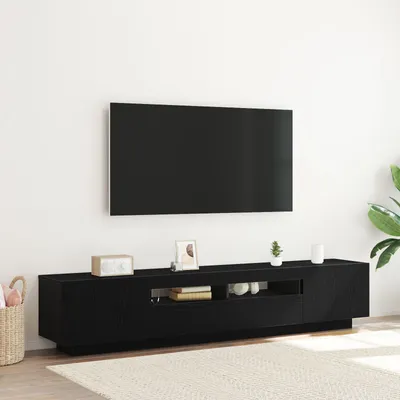 Produktbild von Möbel LED TV-Schrank Schwarz Eiche 200x35x40 cm Holzwerkstoff - TV-Schränke 3333063