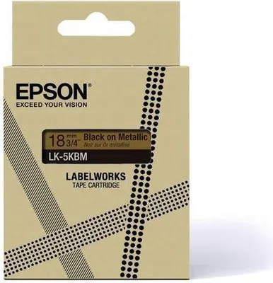 Zdjęcie produktu dla Epson LK-5KBM, Czarny, Złoto, Termotransferowy, LabelWorks LW-C410, 1,8 cm