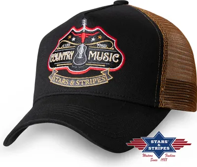 Stars & Stripes Trucker Cap  Country Music in schwarz
