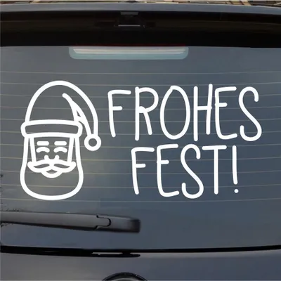 Produktbild von Heckscheibenaufkleber Fohes Fest Santa Claus Weihnachten Christmas 55x27 cm Weiss Matt Auto Aufkleber Sticker