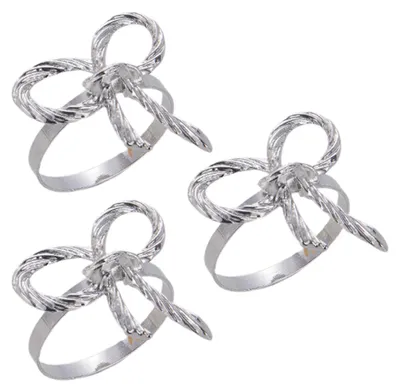 Produktbild von Serviettenringe mit Schleifenverzierung, Serviettenhalter aus Zinklegierung, Tischdekoration für Hochzeiten und Feiern
