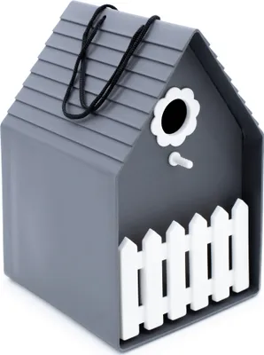 Produktbild von Kunststoff Vogelhäuschen zum Hängen 20 x 15 cm - anthrazit - Vogel Nistkasten mit kleiner Sitzstange - Garten Deko Vogelhaus Futterstation Haus für Meisen und Sperlinge