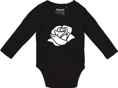 Produktbild von Huuraa Baby Body Rose Blüte 74 Black  Baumwolle Fairtrade Langarmbody Geschenkidee