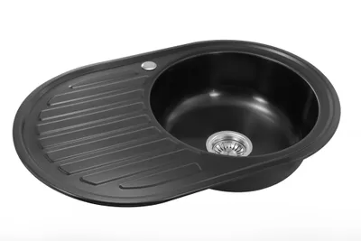 Produktbild von Preero-77x50x18, Küchenspüle schwarz Edelstahl 304, 0,8mm, Küchenspüle,Einbauspüle, Spülbecken,rund, oval mit Ablage ,1 Becken,Spüle