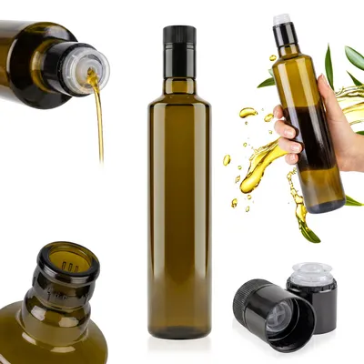 Zdjęcie produktu dla Butelka szklana na oliwę, ocet, olej szklana, oliwkowa - Dorica Guala 500 ml
