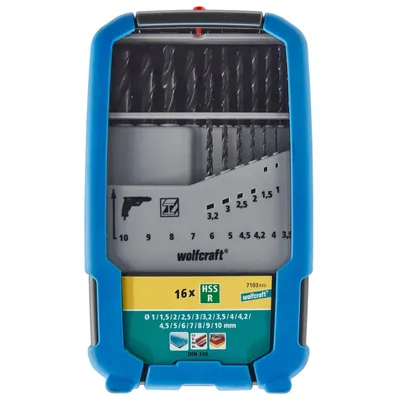 Zdjęcie produktu dla wolfcraft 16-cz. Zestaw wierteł HSS 1-10 mm 7103000