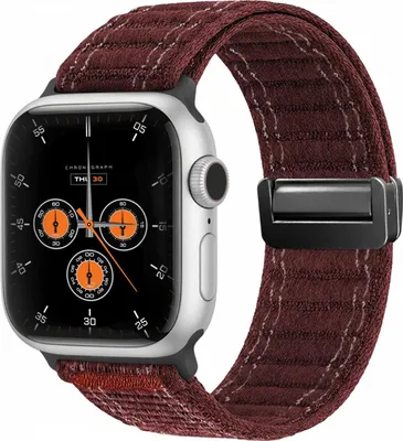 Produktbild von Smartwatch Armband für Apple Watch Series 2 38mm Nylon Textil Band Ersatzband Wechselband Magnetverschluss flexibel atmungsaktiv Rot Weinrot