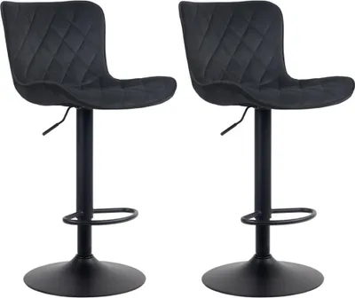 Produktbild von 2-teiliges Barhocker-Set – Hochhocker – Modernes Design, höhenverstellbar & 360° drehbar | Farbe: Schwarz | Material: Weich