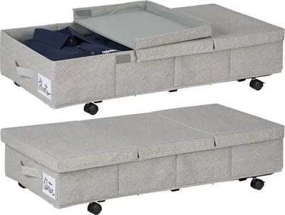 Image de Coffres de rangement sous le lit avec roulettes, lot de 2