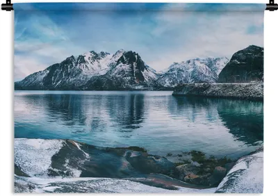 Produktbild von MuchoWow® Wandteppich Wandbehang Wasser - Berge - Natur 150x112.50 cm Tapisserie Dekoration Wandtuch - Wanddecke - Wandteppiche