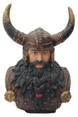 Zdjęcie produktu dla Popiersie wojownika w hełmie z rogami 70 cm Statuetki Wikingów Figurki