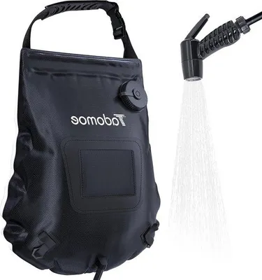 Image de Douche de camping solaire de 20 litres avec douchette à main et indicateur de température pour une utilisation en extérieur