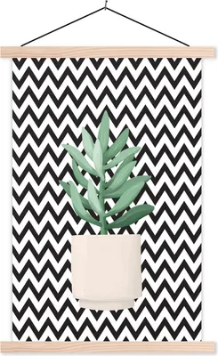 Produktbild von MuchoWow® Textilposter Pflanzen - Sukkulenten - Blumentopf 40x60 cm mit holzfarbenen Rahmen - Poster