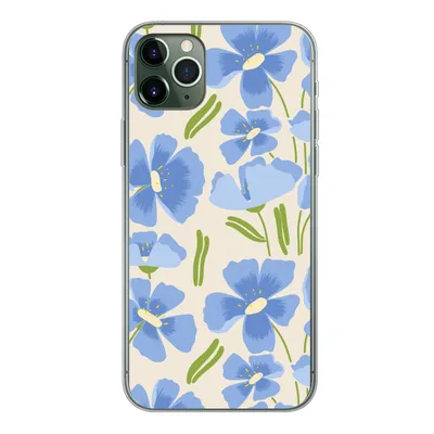 Produktbild von MuchoWow® Handyhülle Schutzhülle Hülle für iPhone 11 Pro Max Blume - Blau - Muster Silikon Softcase Handy Hülle - Schutz