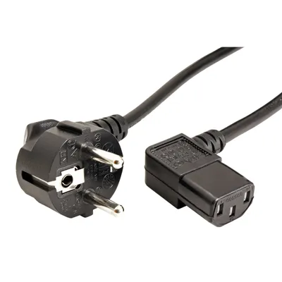 Obrázek produktu pro ROLINE Kabel síťový, CEE 7/7(M) - IEC320 C13, 90°, 1,8m, černý (19.08.1118)