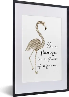 Produktbild von MuchoWow® MuchoWow® Gerahmtes Poster Flamingo - Federn - Vogel 40x60 cm - Poster mit zchwarzem Bilderrahmen - Poster in Rahmen