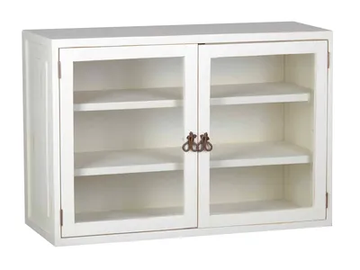 Produktbild von MiaMöbel Hängeschrank Mexico Möbel 96x66x38 cm Landhausstil Glas Massivholz Pinie Weiß
