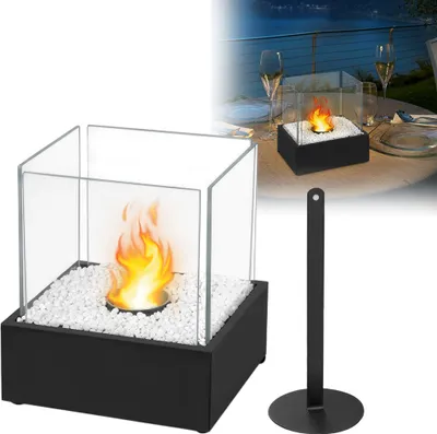 Obrázok produktu pre XMTECH Dekokamin Tischkamin Bioetanol, Tischfeuer Glaskamin Glasfeuer mit Löschstab, Feuerstelle Tisch-Dekofeuer für Innen und Außenbereich, Type D