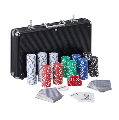 Produktbild von Poker-Set mit Chips – 300 Chips ohne Wertangabe – Aluminiumkoffer – Schwarz