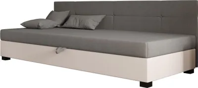 Produktbild von AURA SOFA  Boxspringbett  SILO BIZ 90x195 Komplett-Set mit Bonell Matratze, Polsterbett mit Bettkästen -  Hellbeige/Grau, SAWANA 01/21
