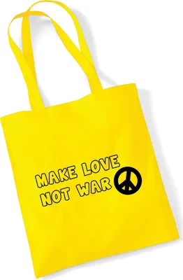 Produktbild von Huuraa Jutebeutel Make Love not War 10 Liter Yellow Baumwolle Tasche Geschenkidee