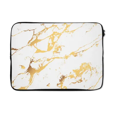 Produktbild von MuchoWow® Laptop Hülle 13 Zoll Marmor - Weiß - Gold - Luxus Laptoptasche - Laptophülle - Sleeve - Rundumschutz