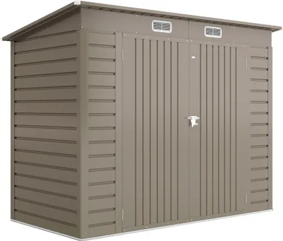 Immagine prodotto di Casetta da giardino in metallo con doppie porte, 249 x 121 x 183 cm, grigio chiaro