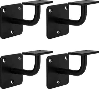 Immagine prodotto di Natural Goods Berlin Staffa per corrimano ROUND, supporto per corrimano in acciaio, supporto per corrimano, staffa, staffa per ringhiera, ringhiera per scale, nero, 4 pezzi