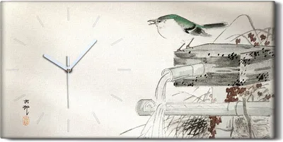 Produktbild von Wandbild Leinwand Bilder Wanduhr 60x30 Gemälde Asiatische Tier Vogel Wasser - weiße Hände