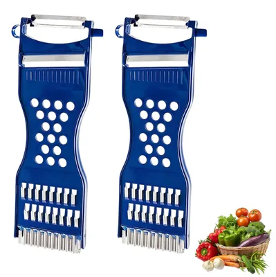6-in-1 Gemüseschneider, Sparschäler, Julienne-Schneider, 2 Stück, blau