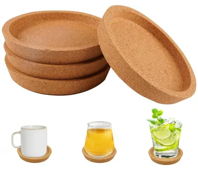 Runde Kork-Untersetzer mit Rand, 4 Stück, 10,2 cm