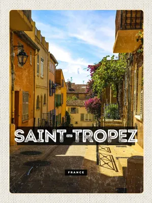 Produktbild von vianmo Holzschild 30x20 cm Saint Tropez France Hafenort Bildmotiv Reisemotiv Abenteuer Reisen