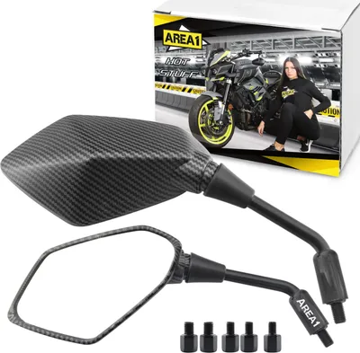 Produktbild von Area1 Motorradspiegel Motorrad Rückspiegel Set (rechts+links) "Carbon-Look" E- 2xM10 Rechts