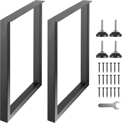 Produktbild von 2er-Set Tischkufen mit einer Höhe von 711 mm und einer Tragfähigkeit von 454 kg, Tischbeine aus Kohlenstoffstahl in Schwarz, geeignet für Küchentische, Wohnzimmerkonsolen und Studio-Tische