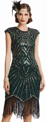 Produktbild von BABEYOND Damen Kleid voller Pailletten 20er Stil Runder Ausschnitt Inspiriert vo