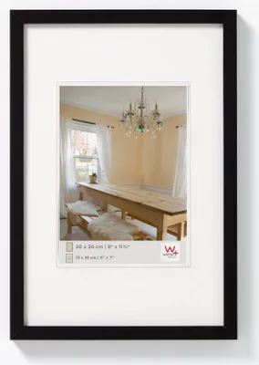 Holz-Fotorahmen 40x60 cm schwarz, mit Passepartout, Wandmontage