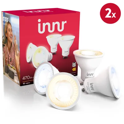 Produktbild von Innr GU10 Zigbee Smart Lampe, funktioniert mit Hue* (Bridge erforderlich), Warm- bis Kühlweiß, GU10 LED Spots dimmbar, Smart Home Lampe, 470lm, 8-pack