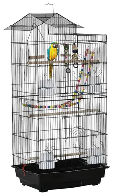 Image de Cage š€ oiseaux 46 x 36 x 100 cm 4 mangeoires 3 perchoirs cage pour perruche calopsitte conure pinson canaris
