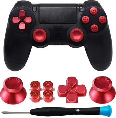 Produktbild von MMOBIEL Metallknöpfe für Playstation 4 PS4 / Slim / Pro Dualshock 4 Controller Rot
