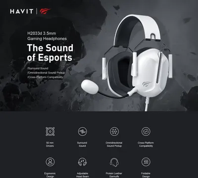 Image de Havit H2033D - casque de jeu, noir et blanc