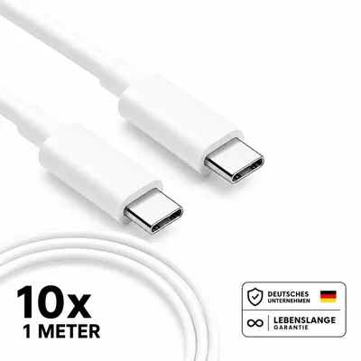 Obrázek produktu pro Rychlonabíjecí kabel USB-C 1m/2m – Power Delivery, USB-A nebo Type-C na Type-C, balení 1/2/3/5/10 kusů pro Samsung, iPhone, iPad, MacBook, Android a další – Typ C Typ C 1 metr / 10 kusů