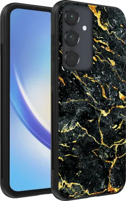 Produktbild von Smartphonica Handytasche für Samsung Galaxy A34 5G mit Marmordruck - TPU Rückseite Abdeckung Fall Marmor Design - Gold Schwarz