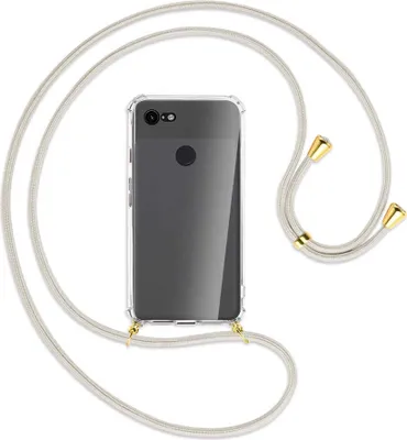 Produktbild von Handykette Backcover-Schutzhülle mit Band (Metall goldfarben) für Google Pixel 3 - broken white