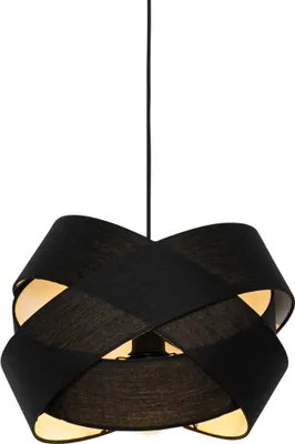 Produktbild von QAZQA - Moderne Hängelampe I Pendellampe I Pendelleuchte schwarz - Stoff I Wohnzimmer I Schlafzimmer - Textil Rund - LED geeignet E27