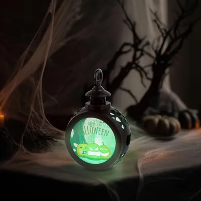 Produktbild von Halloween-Dekoration – Kürbis – hängend – LED – 8,5 x 13,5 cm, KI-generiertes Bild